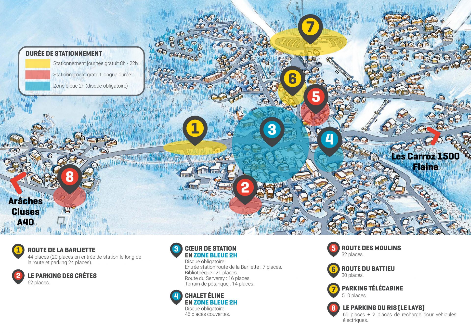 Zones de stationnement sur Les Carroz Actus et évènements de la station des Carroz d'Arâches